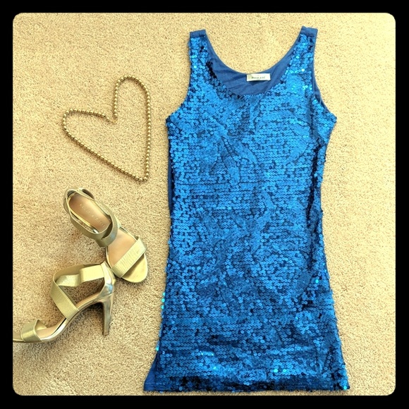 Blue Sequin bodycon - Picture 1 of 4